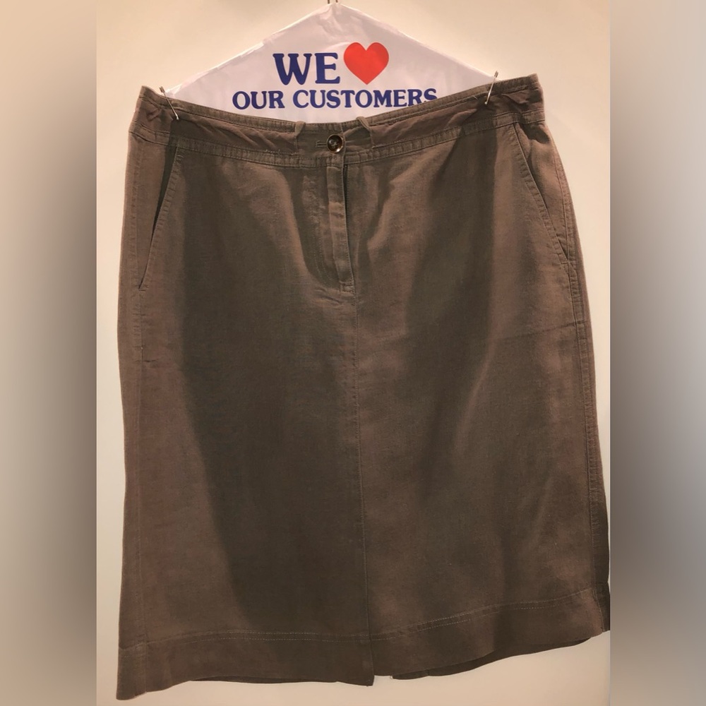 Talbots Pure Irish Linen Pencil Skirt in Khaki Green